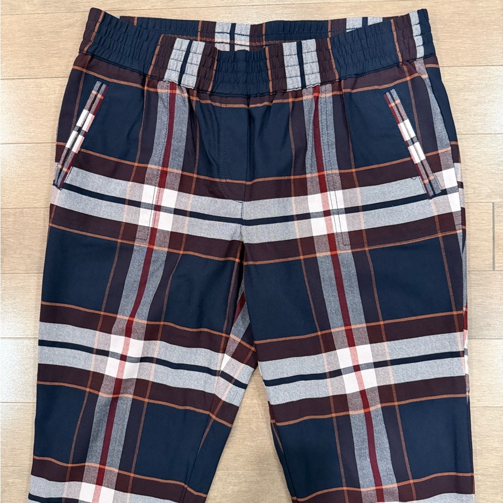 Ann Taylor LOFT Navy Plaid Jogger Pants with Ankle Zips - Size M - NWT